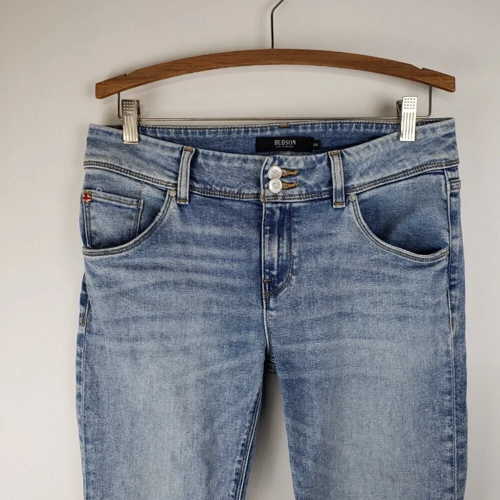 Hudson Beth Motion Jeans Mid Rise Bootcut Flap Pocket Blue Denim Womens 29 - Picture 3 of 9